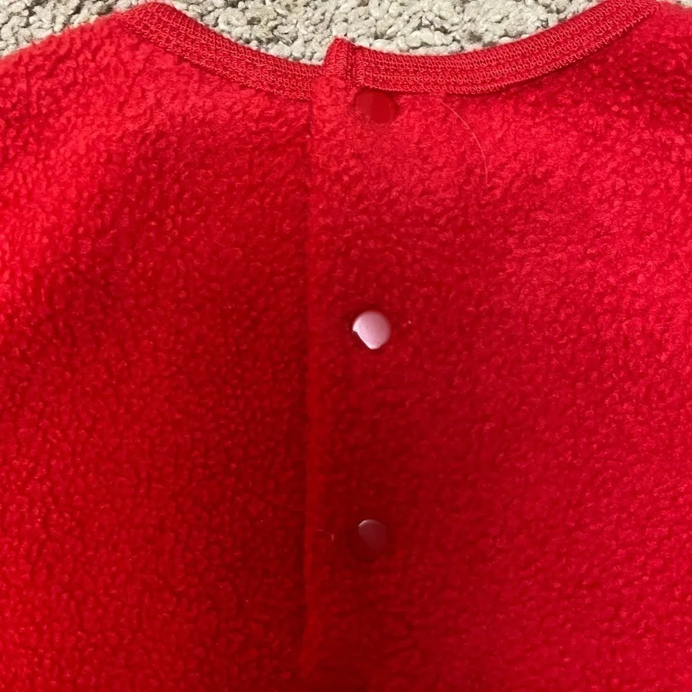 VINTAGE Okie Dokie red fuzzy one piece with pink fairy princess “make a wish”